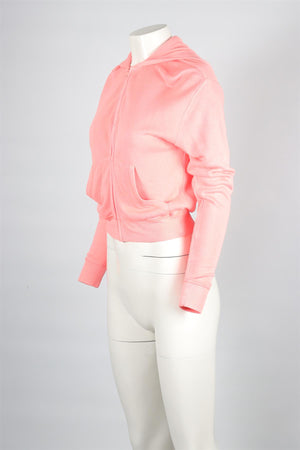 SKIMS PINK COTTON BLEND HOODIE XSMALL