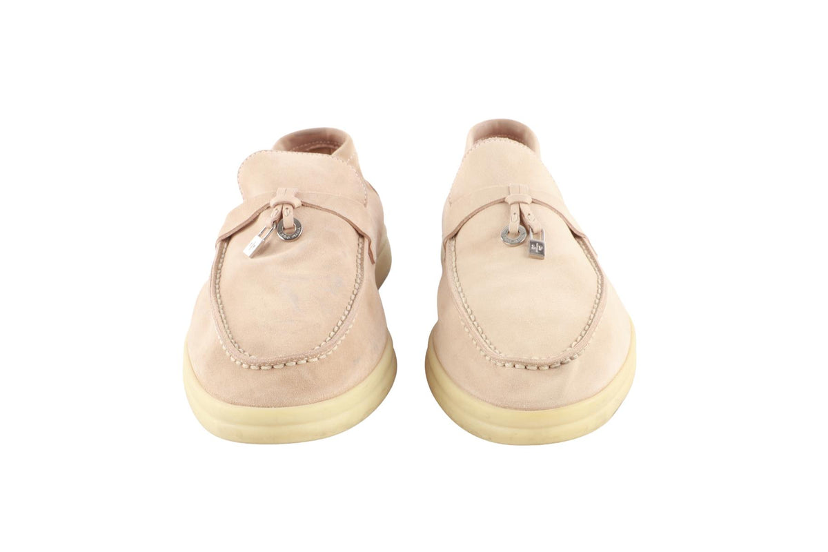 LORO PIANA BEIGE SUMMER WALKS SUEDE LOAFERS EU 38 UK 5 US 8