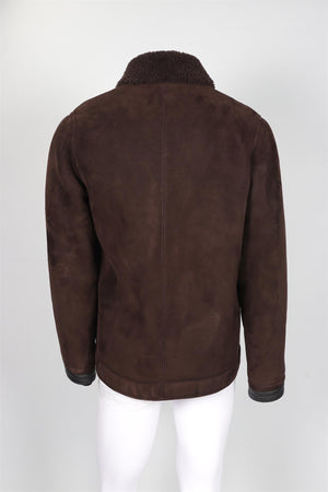 BERLUTI BROWN MEN'S SHEARLING AND SUEDE JACKET LARGE