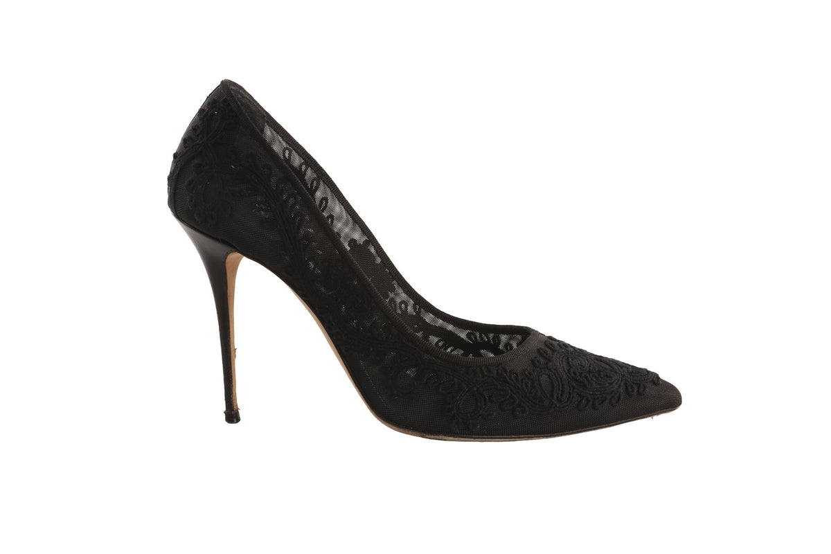 MANOLO BLAHNIK BLACK MESH PUMPS EU 40 UK 7 US 10