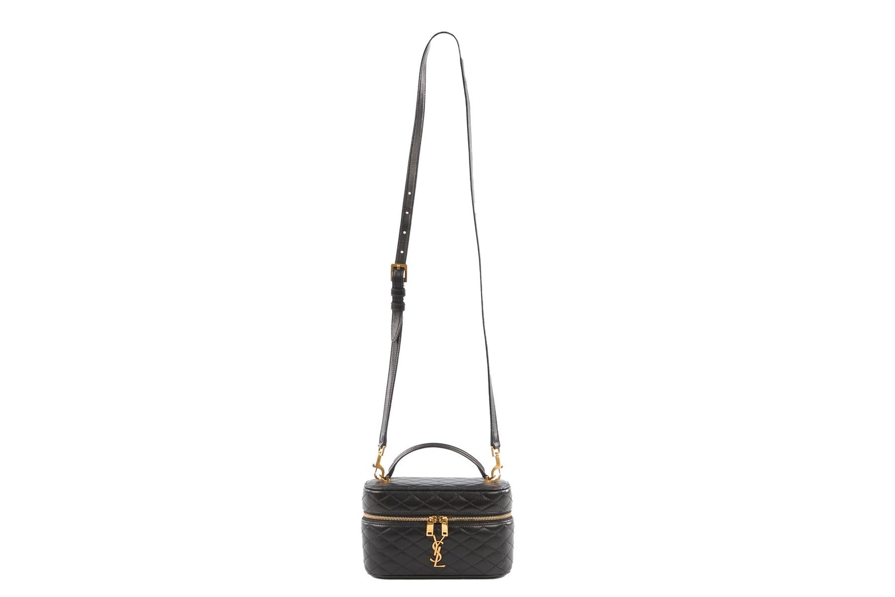 SAINT LAURENT BLACK GABY VANITY LEATHER SHOULDER BAG