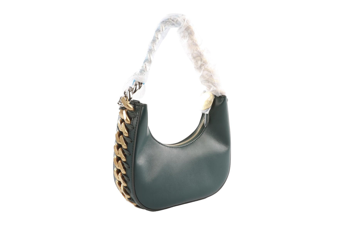 STELLA MCCARTNEY GREEN FRAYME SMALL FAUX LEATHER SHOULDER BAG