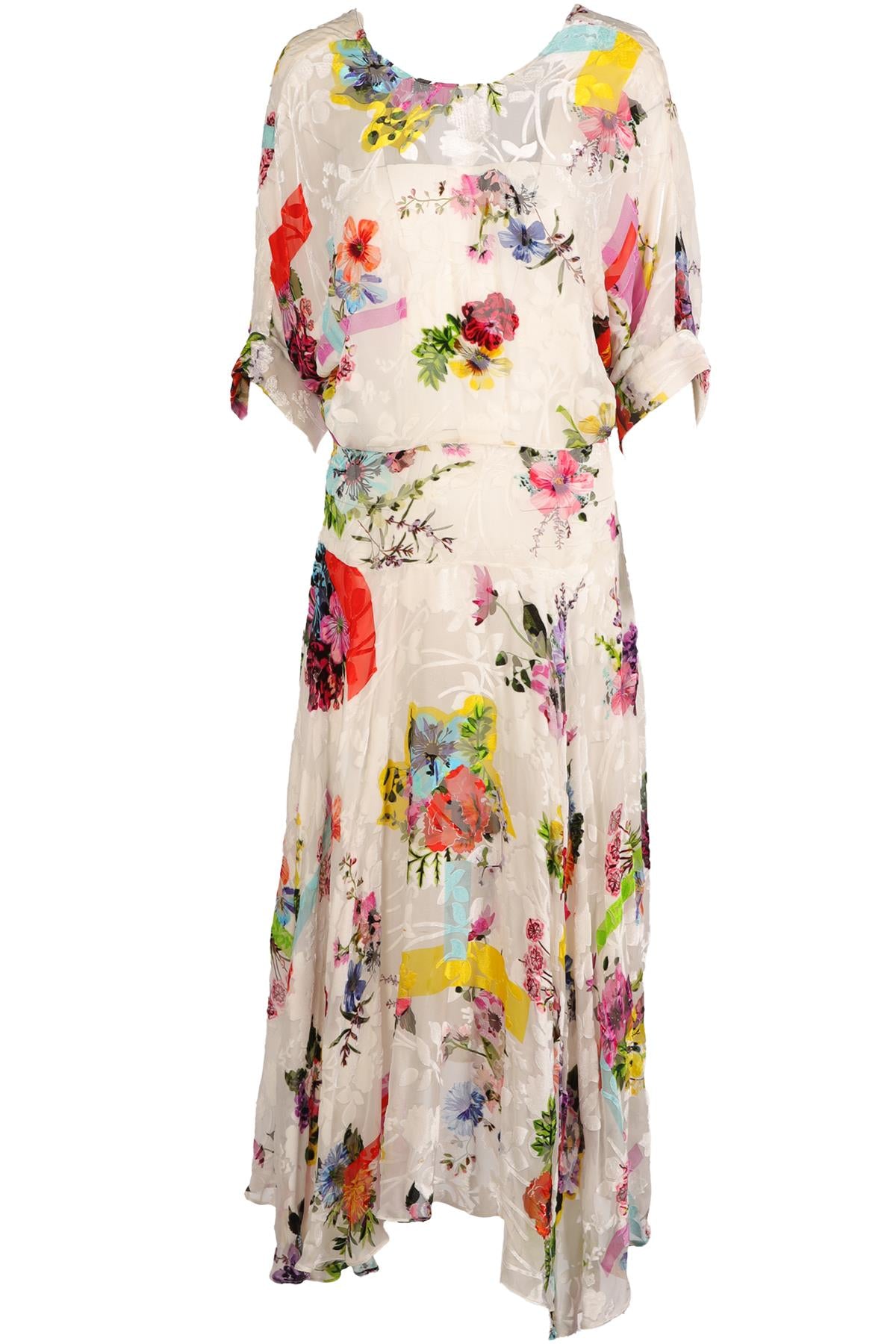 PREEN BY THORNTON BREGAZZI MULTI SILK MAXI DRESS SMALL