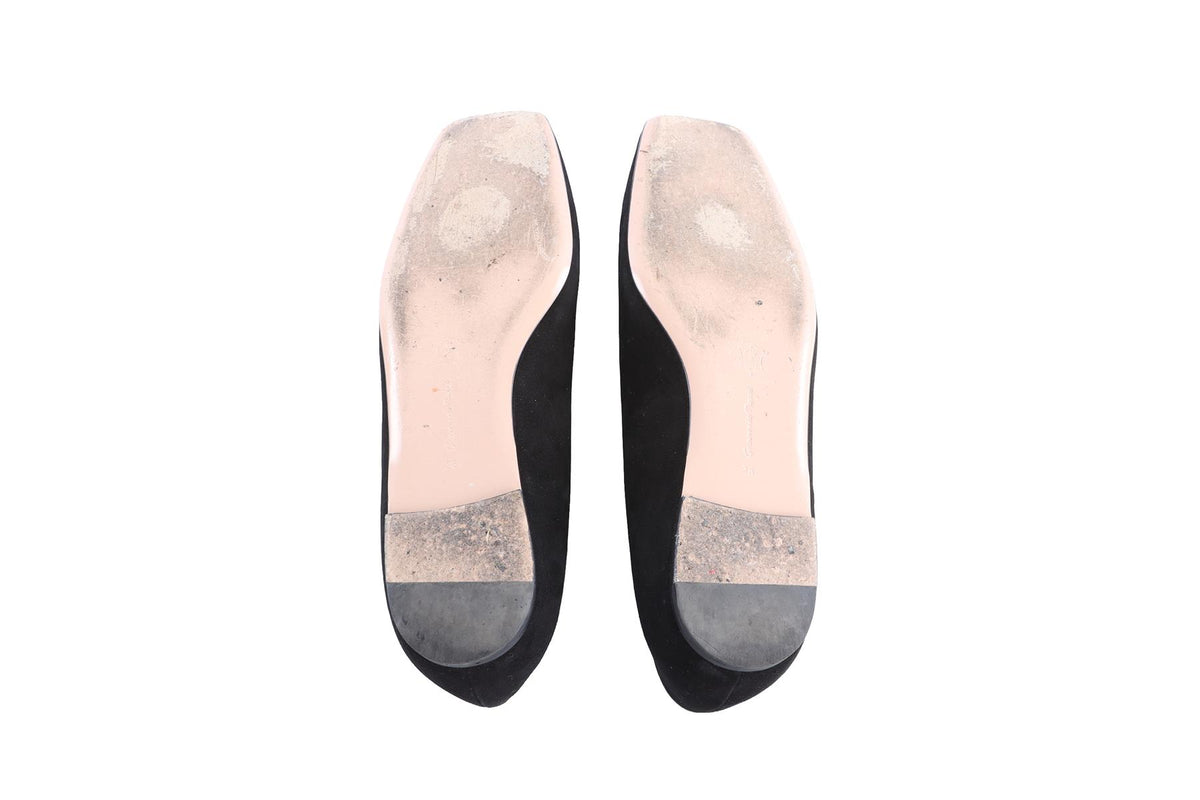 GIANVITO ROSSI BLACK SUEDE BALLET FLATS EU 38 UK 5 US 8