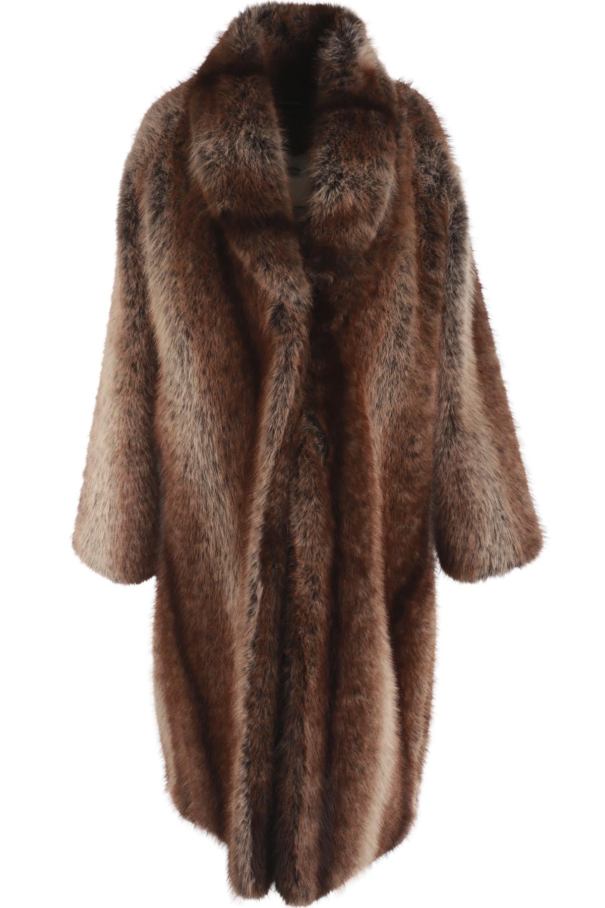MEOTINE BROWN FAUX FUR COAT SMALL/MEDIUM