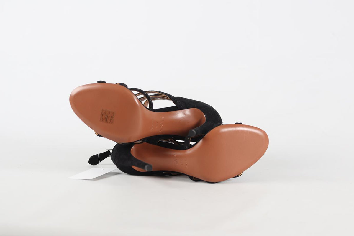 AZZEDINE ALAÏA SUEDE AND LEATHER SANDALS EU 37.5 UK 4.5 US 7.5