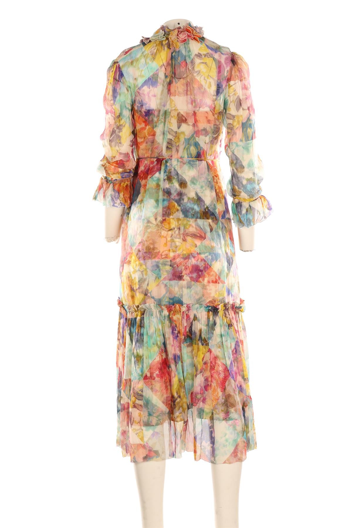 ZIMMERMANN MULTI SILK MAXI DRESS 0 UK 8