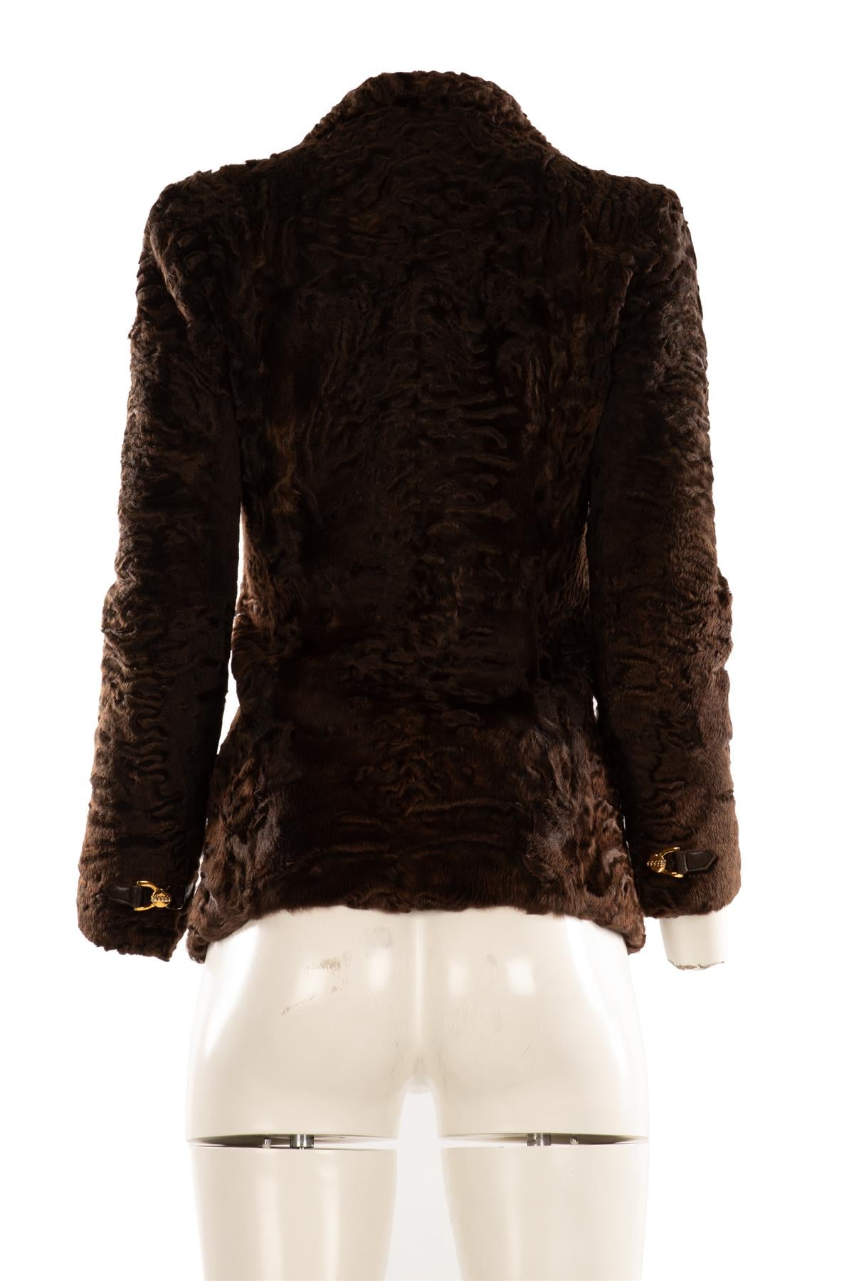 FONTANA COUTURE BROWN PERSIAN LAMB JACKET IT 40 UK 8