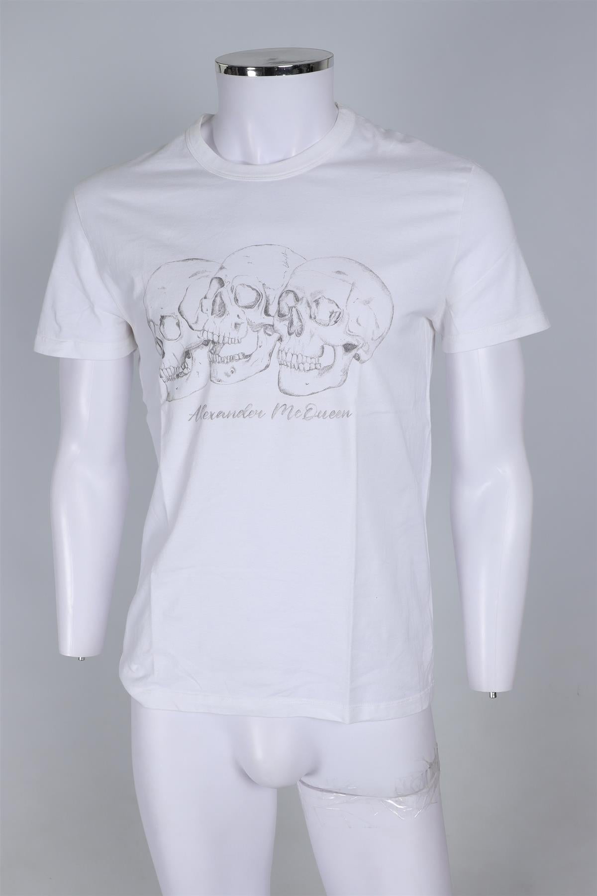ALEXANDER MCQUEEN WHITE MEN'S COTTON T-SHIRT SMALL