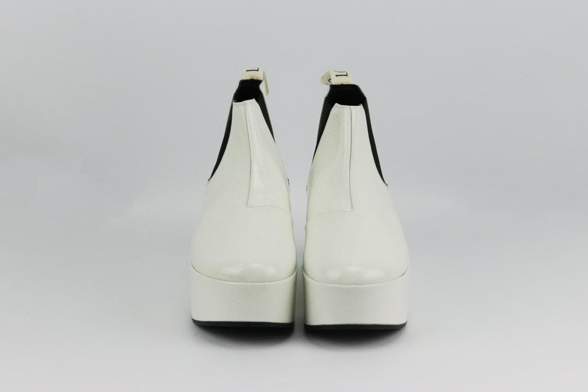 LOEWE GLITTERED PATENT LEATHER PLATFORM ANKLE BOOTS EU 40 UK 7 US 10