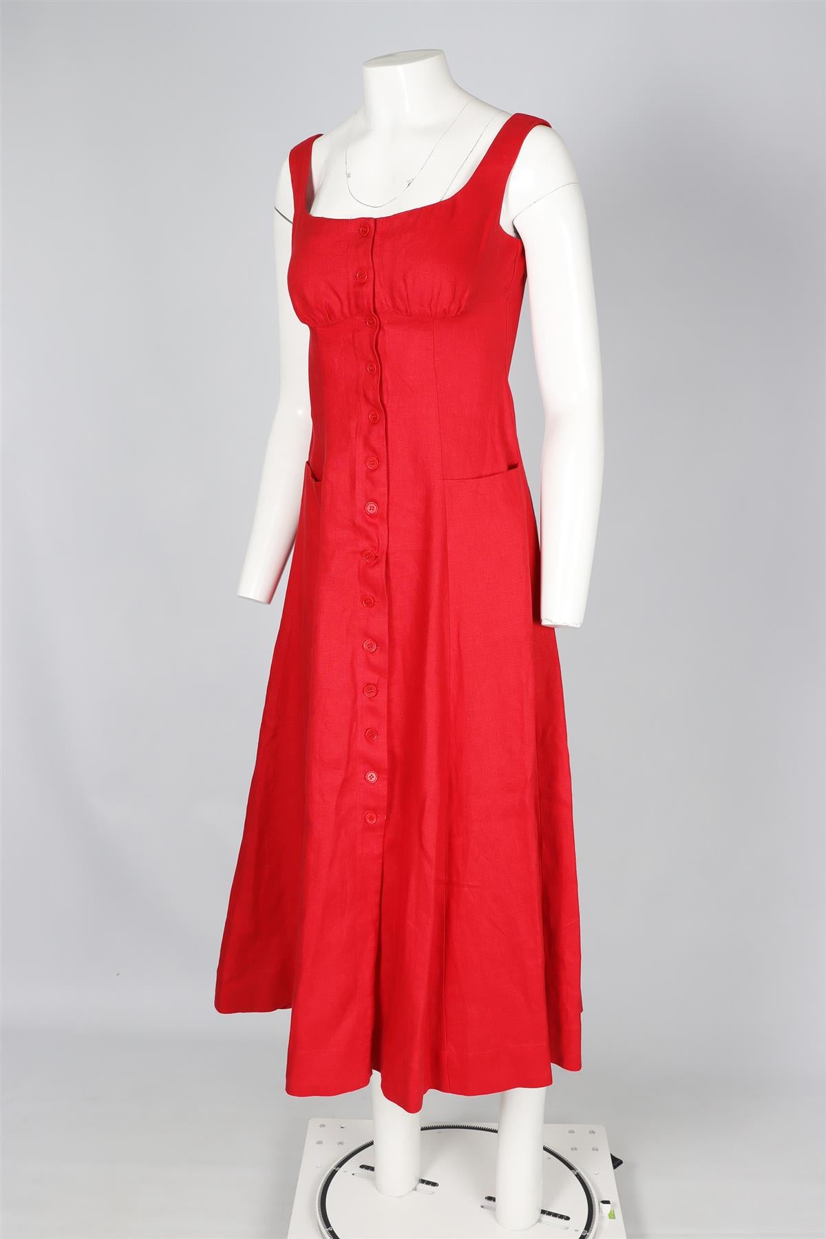 REFORMATION RED LINEN MAXI DRESS US 2 UK 6