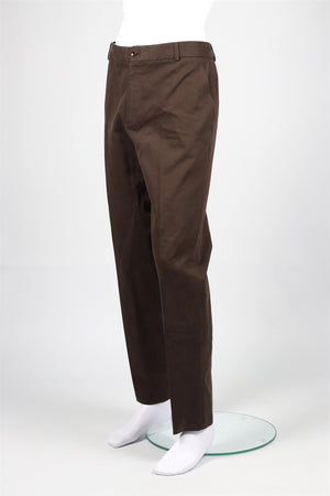 LORO PIANA BROWN MEN'S COTTON STRAIGHT LEG PANTS IT 54 UK/US WAIST 38