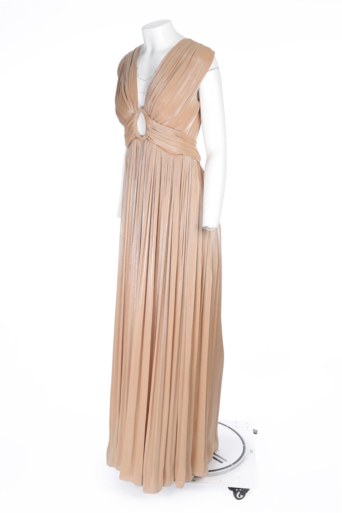 COSTARELLOS GOLD SATIN MAXI DRESS UK 10