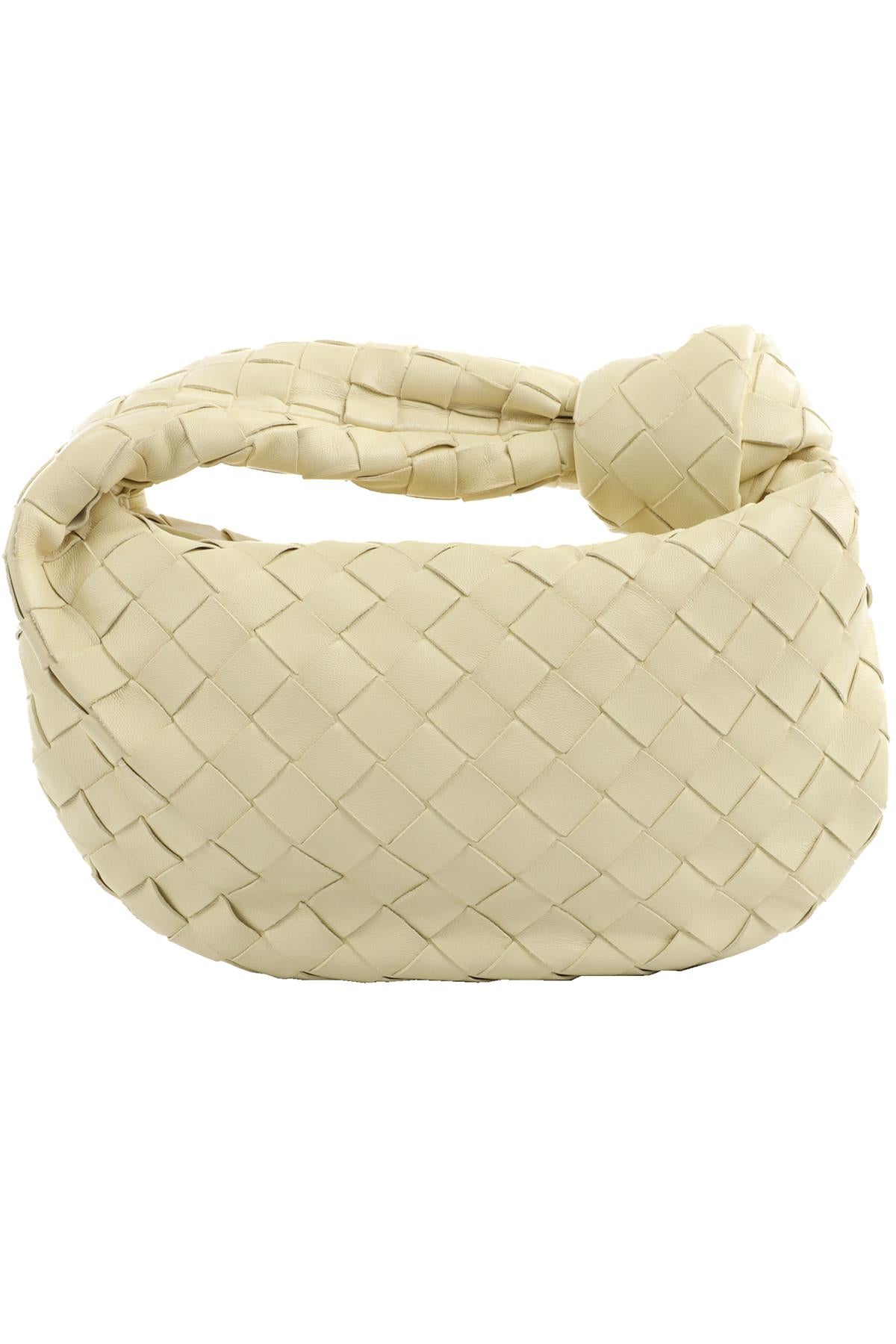 BOTTEGA VENETA YELLOW JODIE MINI INTRECCIATO LEATHER TOTE BAG