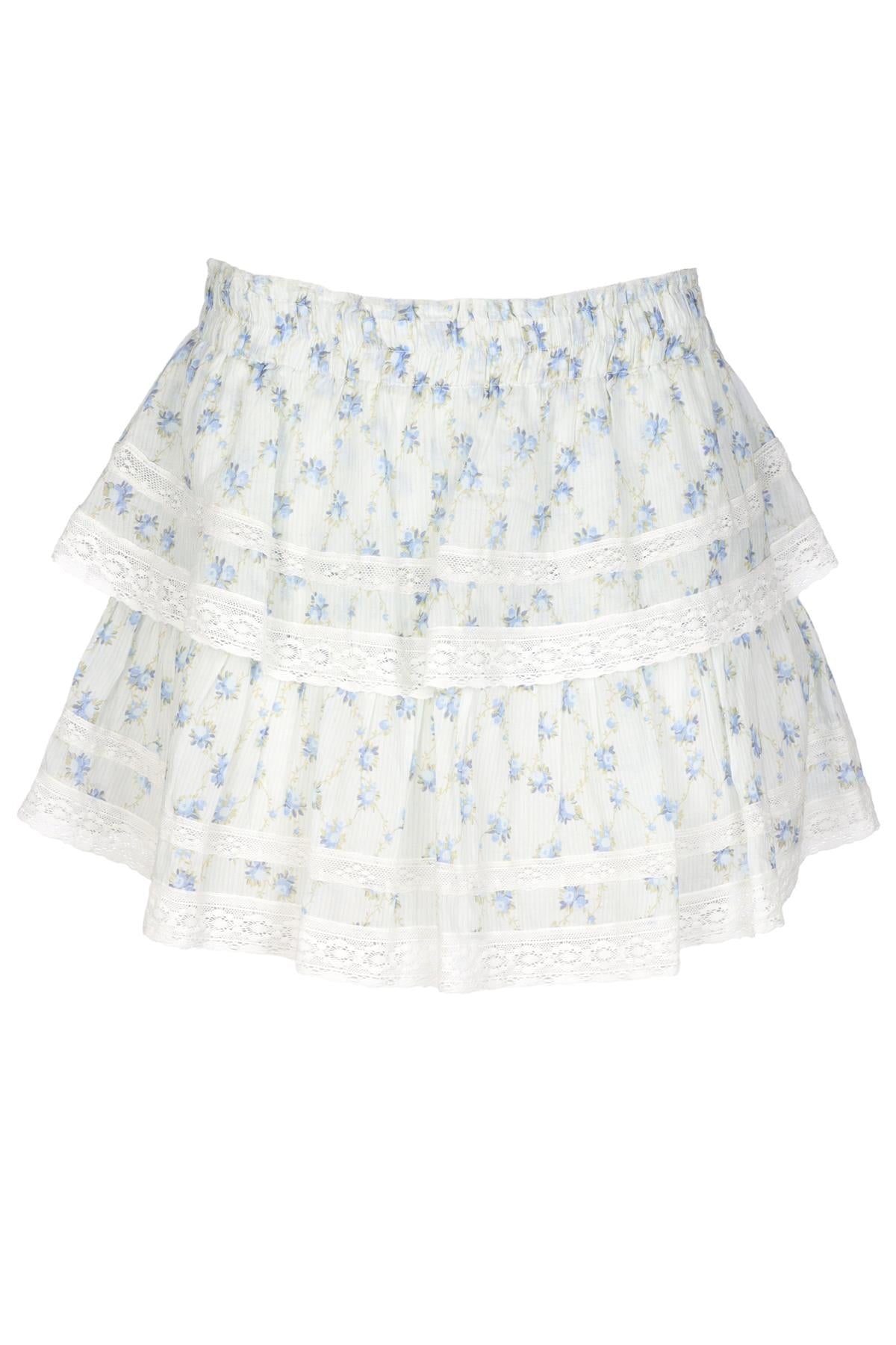 LOVESHACKFANCY BLUE COTTON MINI SKIRT MEDIUM