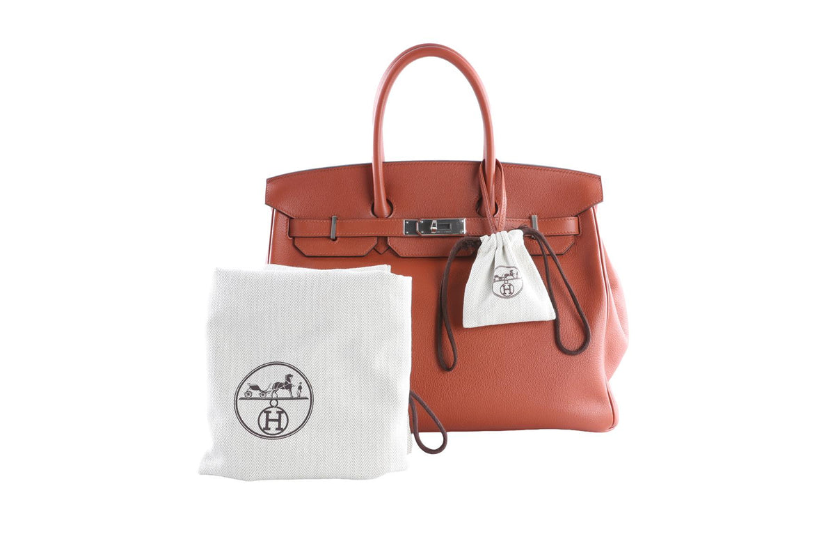 HERMÈS ORANGE 2017 BIRKIN 35CM TAURILLON NOVILLO LEATHER BAG