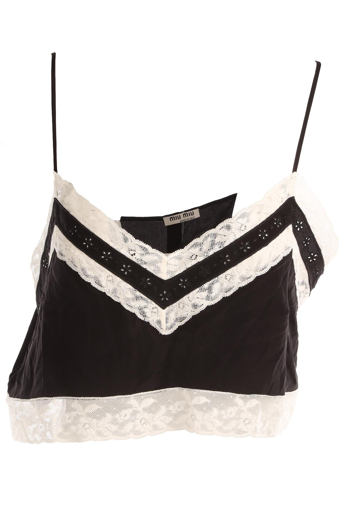 MIU MIU BLACK SILK TOP IT 42 UK 10