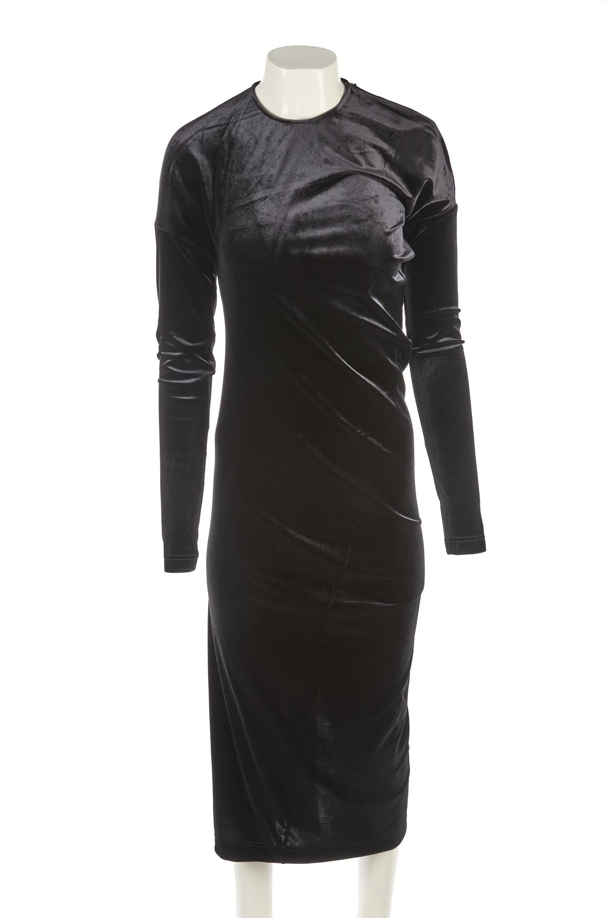 TOTEME BLACK VELVET MIDI DRESS MEDIUM
