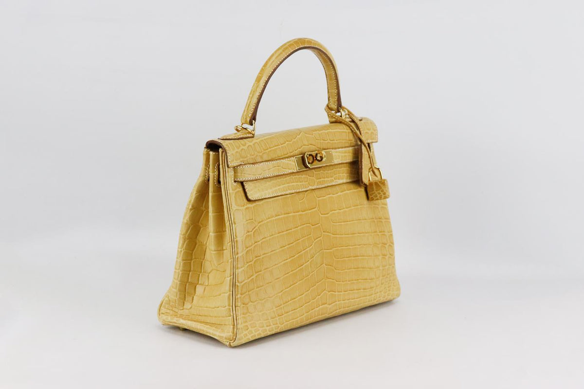 HERMÈS 2014 KELLY RETOURNE 28CM MATTE NILOTICUS CROCODILE LEATHER BAG