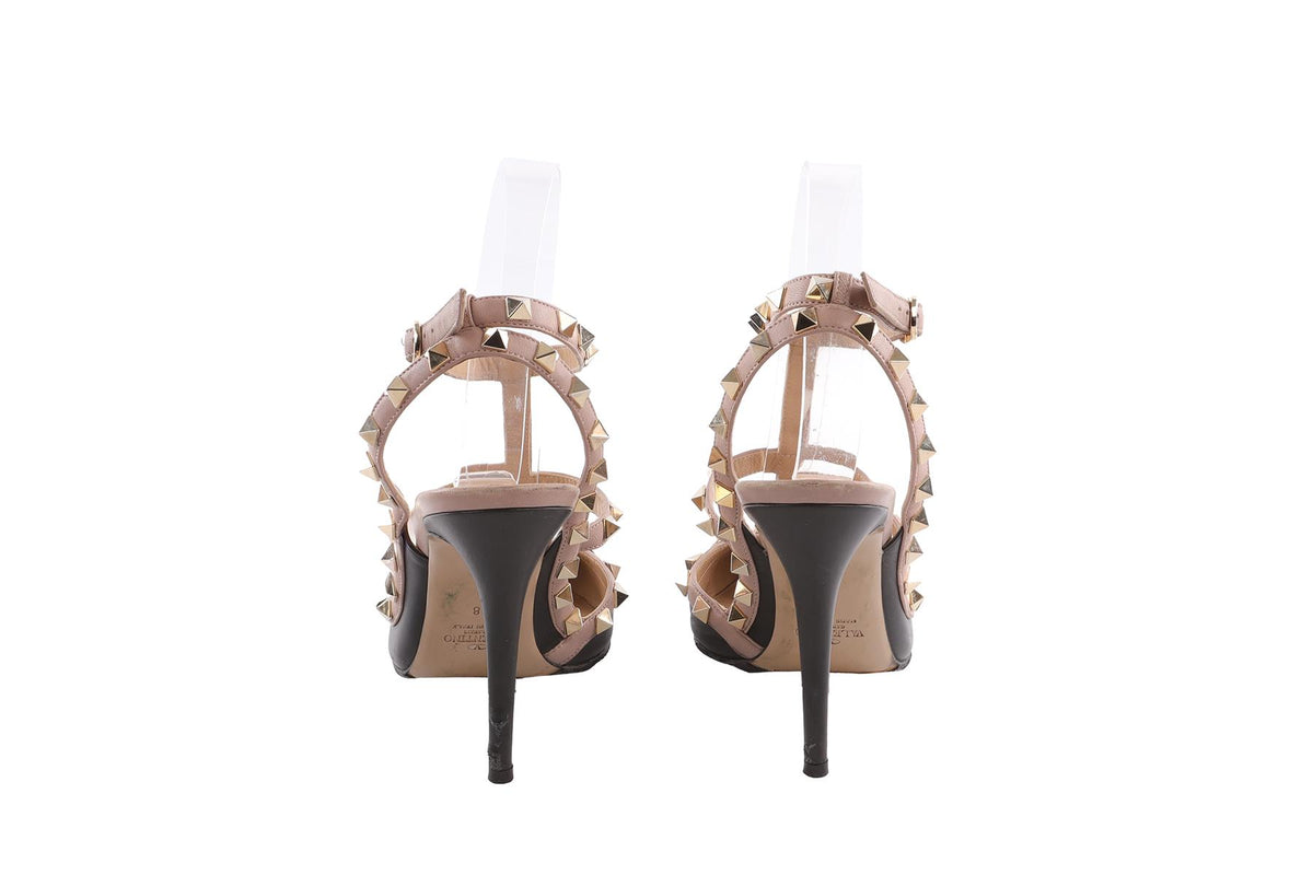 VALENTINO GARAVANI BLACK ROCKSTUD LEATHER PUMPS EU 38