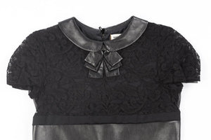SAINT LAURENT BLACK LEATHER MINI DRESS FR 36 UK 8