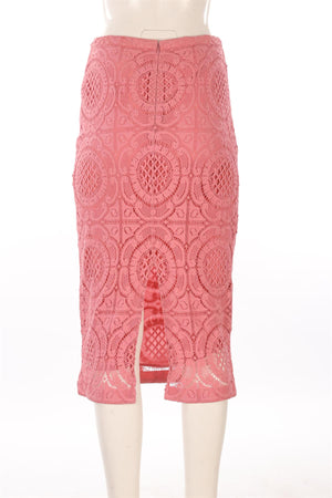 BURBERRY PINK LACE MIDI SKIRT IT 42 UK 10