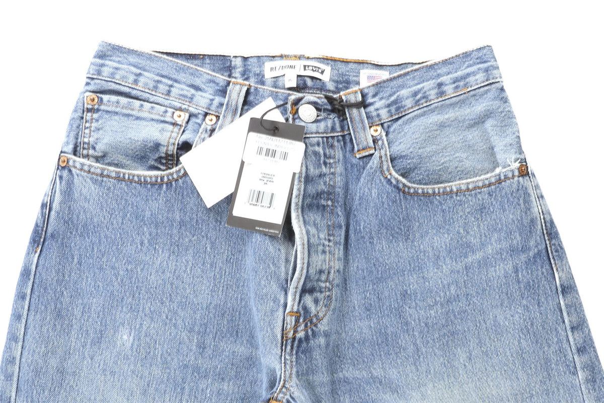 RE/DONE + LEVI'S BLUE HIGH RISE STRAIGHT LEG JEANS W25 UK 6/8