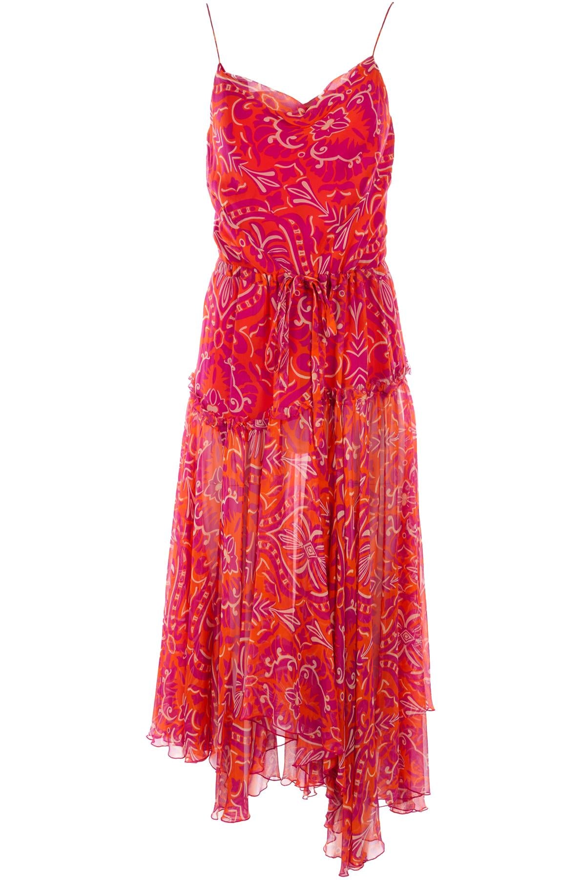 DIANE VON FURSTENBERG MULTI SILK MAXI DRESS US 4