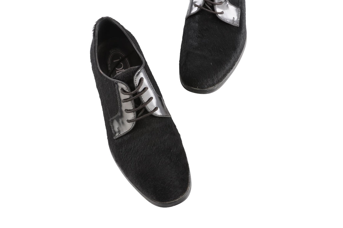 TOD'S BLACK CALF HAIR BROGUES EU 37.5 UK 4.5 US 7.5