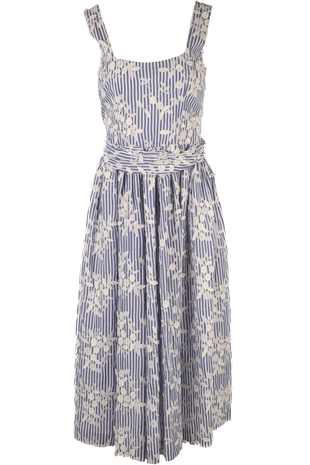 LUISA BECCARIA BLUE COTTON MIDI DRESS IT 42 UK 10