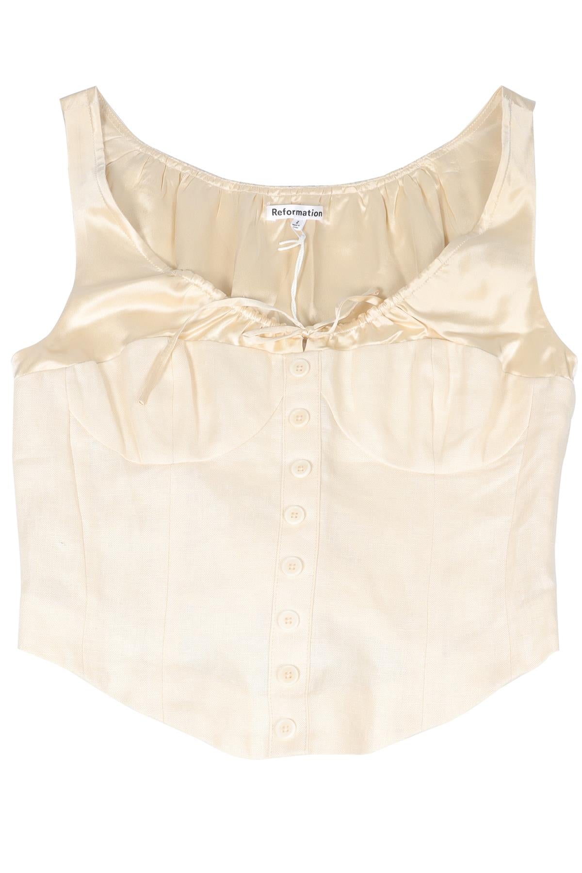 REFORMATION CREAM LINEN TOP US 2 UK 6