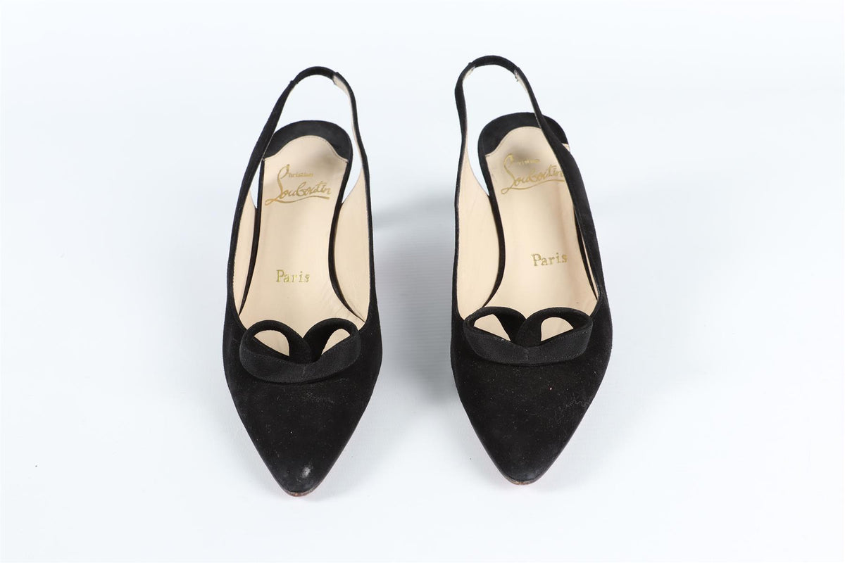 CHRISTIAN LOUBOUTIN BLACK SUEDE SLINGBACK PUMPS