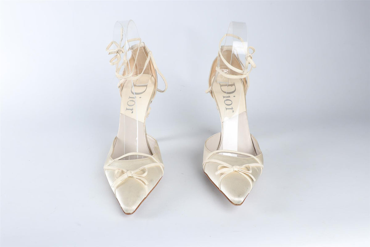 CHRISTIAN DIOR IVORY VINTAGE SATIN PUMPS EU 36.5 UK 3.5 US 6.5