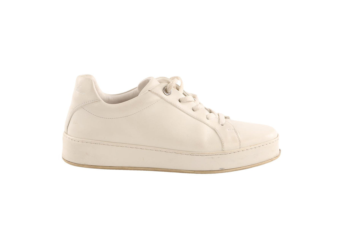 LORO PIANA WHITE NUAGES LEATHER SNEAKERS EU 38.5 UK 5.5