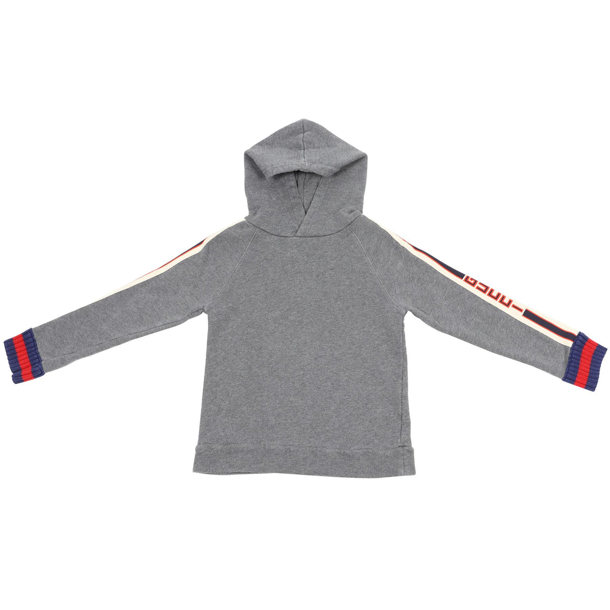 GUCCI GREY, NAVY, CREAM AND RED KIDS BOYS COTTON HOODIE 6 YEARS