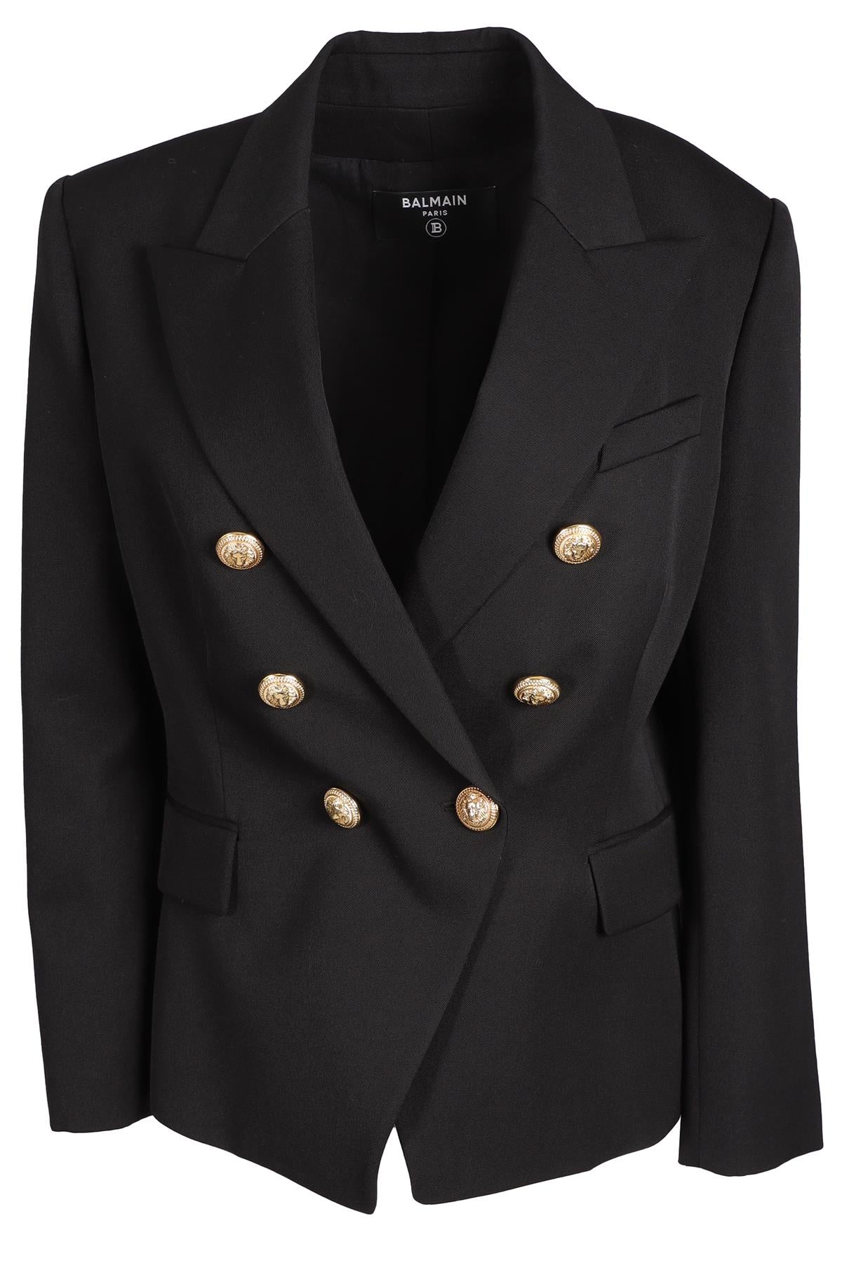 BALMAIN BLACK WOOL BLAZER FR 46 UK 18