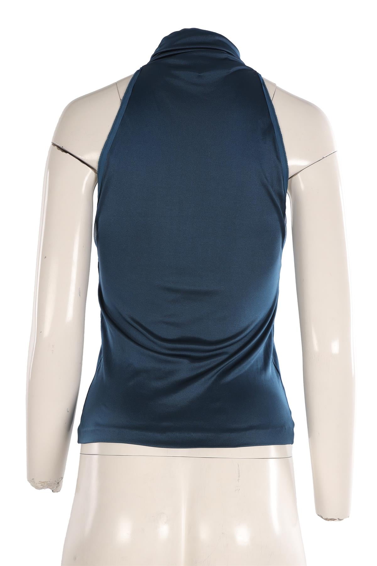 YVES SAINT LAURENT RIVE GAUCHE BLUE JERSEY TOP SMALL