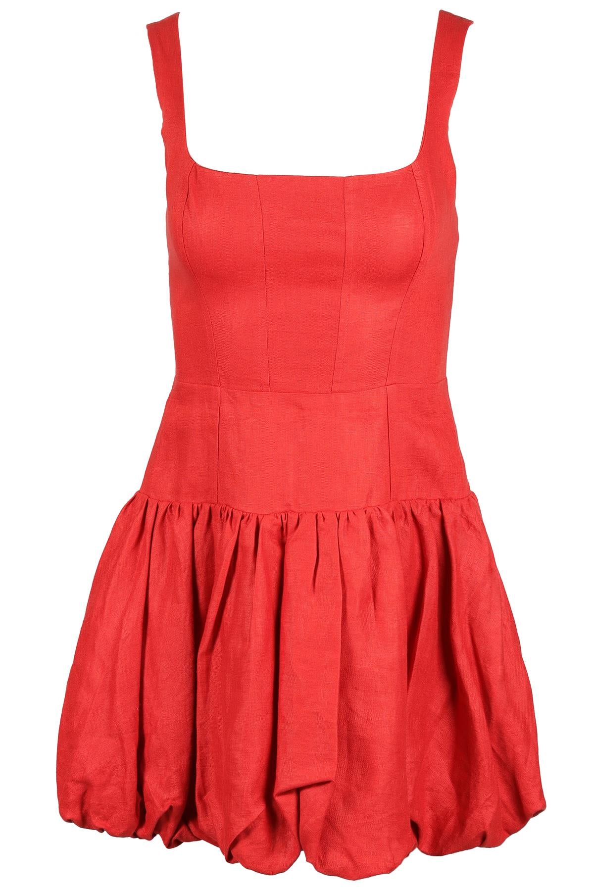 REFORMATION RED LINEN MINI DRESS US 2 UK 6