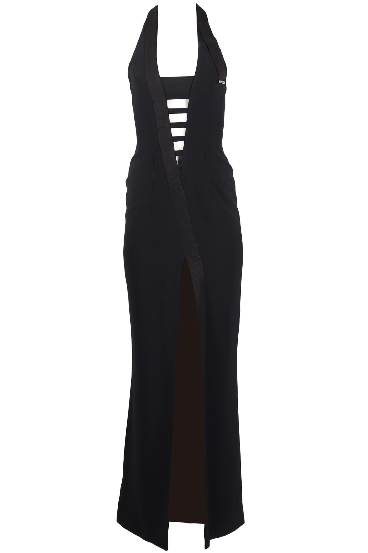 MUGLER HALTERNECK CREPE MAXI DRESS FR 38 UK 10