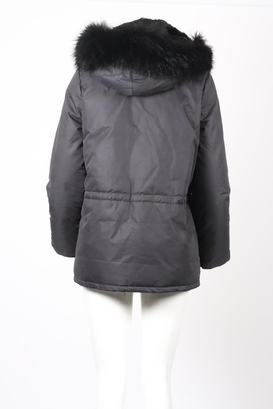 ARMY BY YVES SALOMON HOODED FUR AND COTTON JACKET FR 36 UK 8