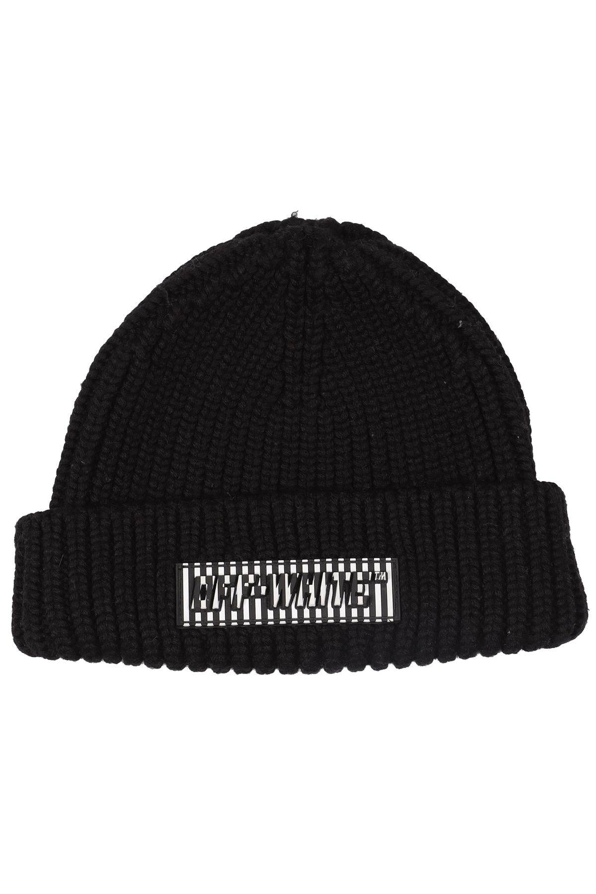 OFF-WHITE BLACK WOOL BEANIE ONE SIZE