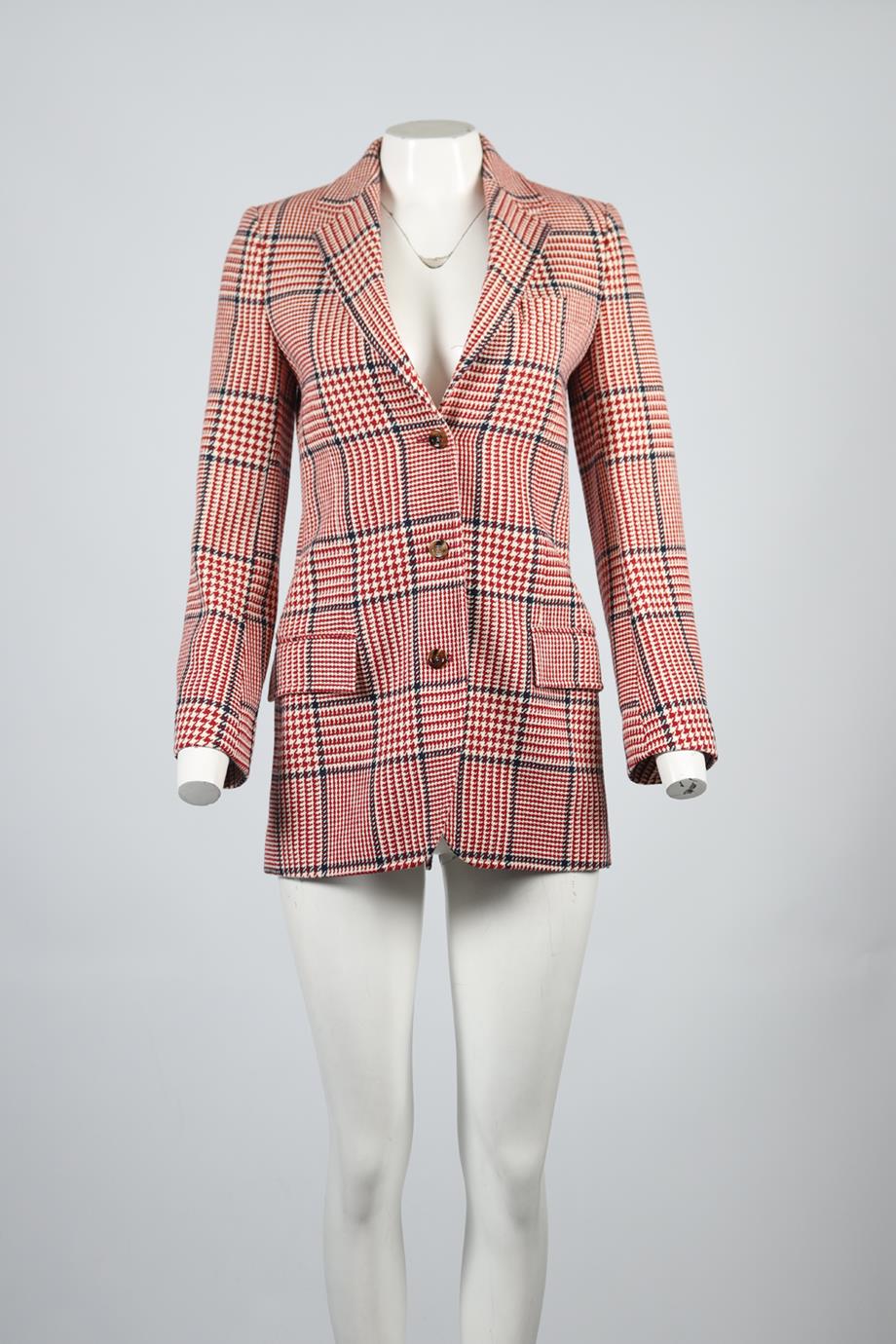 GUCCI CHECKED WOOL BLEND BLAZER IT 36 UK 4