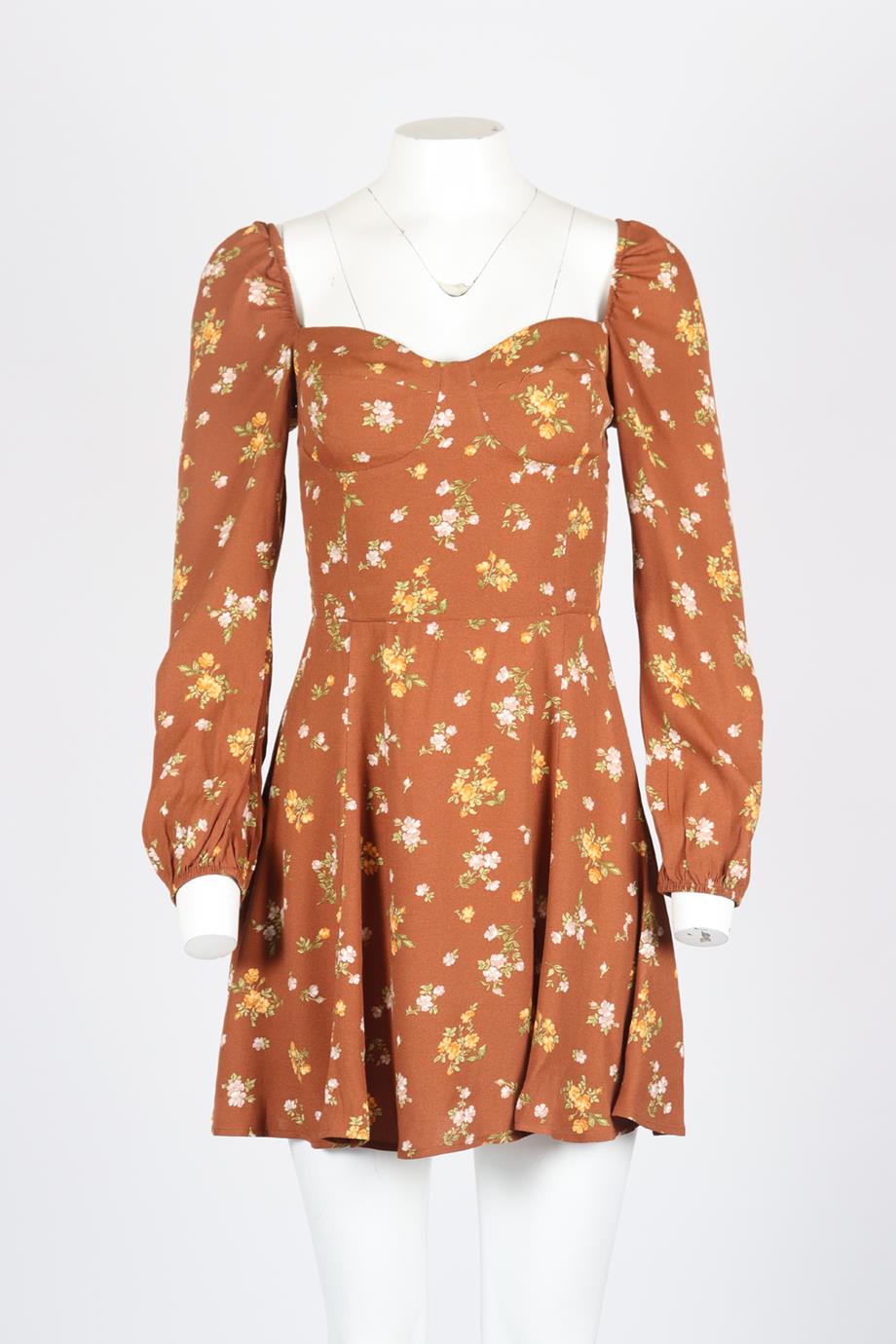 REFORMATION FLORAL PRINT CREPE MIDI DRESS US 6 UK 10