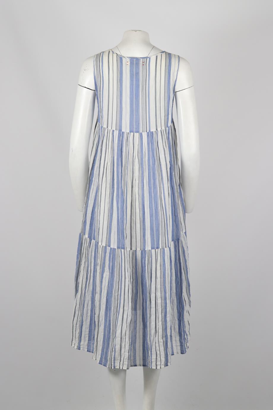 XIRENA STRIPED COTTON MIDI DRESS XSMALL