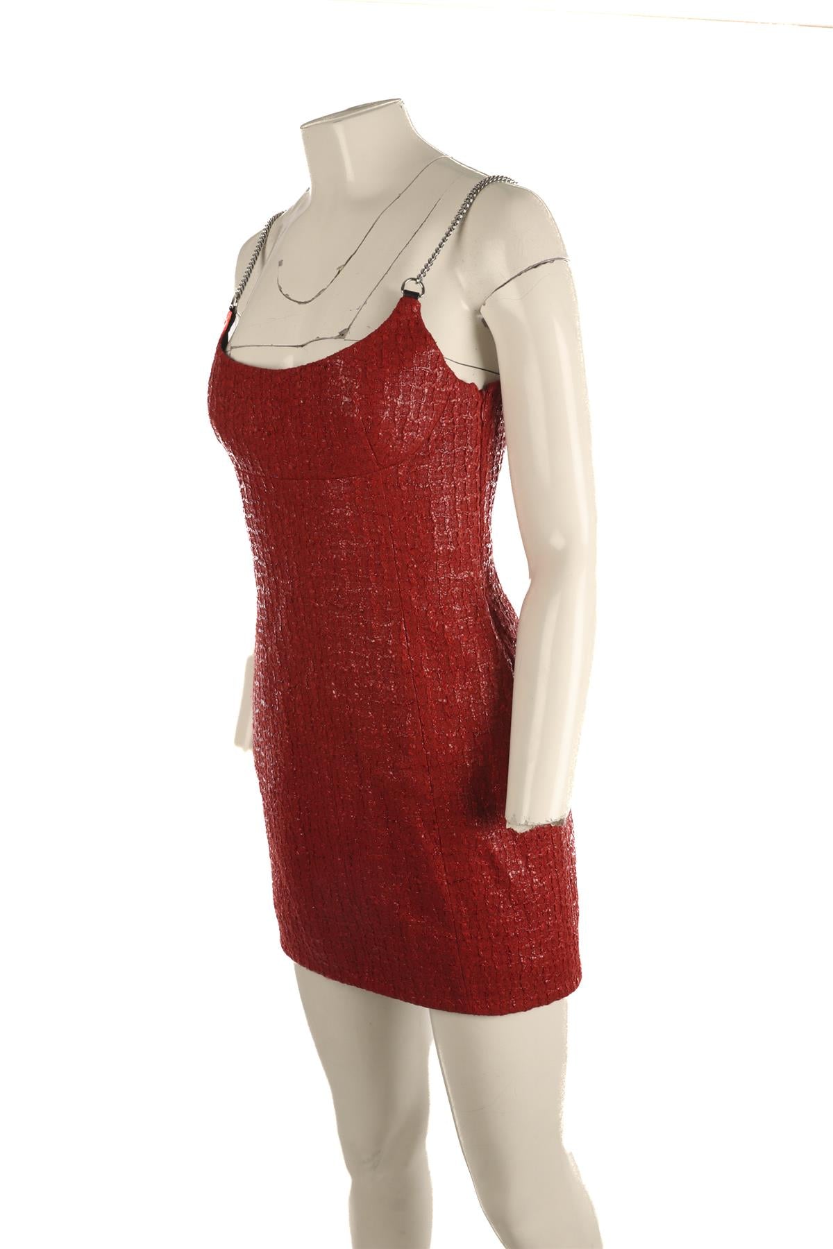 ALEXANDER WANG RED TWEED MINI DRESS US 4 UK 8