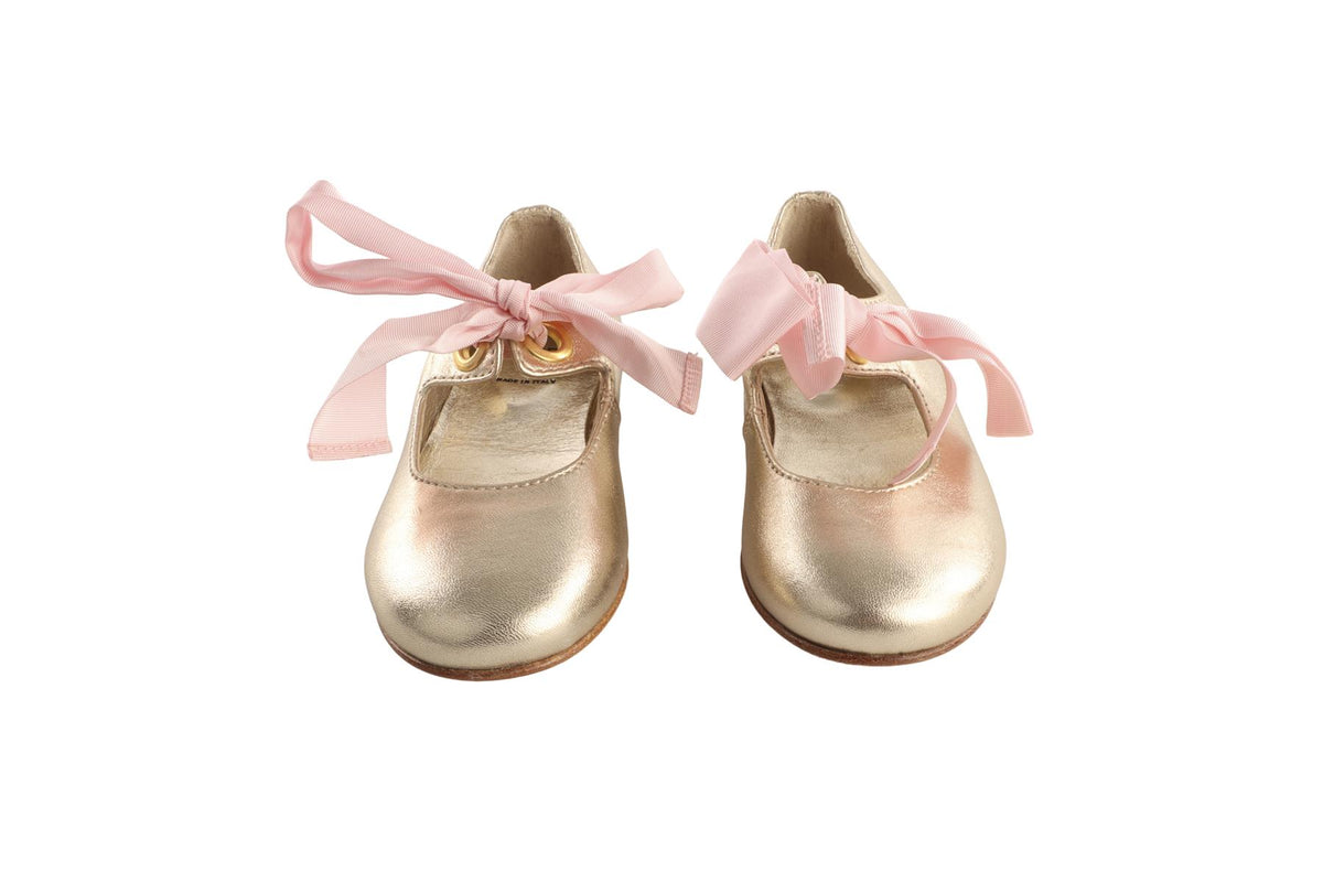 FENDI GOLD KIDS GIRLS BALLET FLATS EU 24 UK 6 US 9
