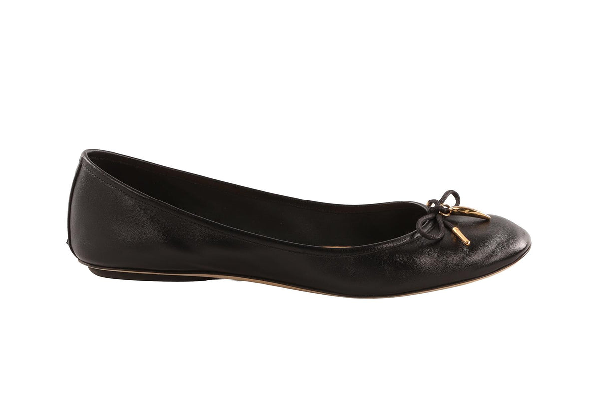 CHLOÉ BLACK LEATHER BALLET FLATS EU 38.5 UK 5.5