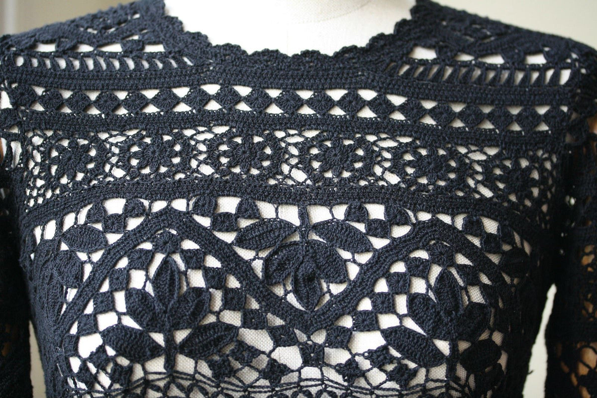 ISABEL MARANT BLACK VIENNA CROCHET TOP FR 40 UK 8/10