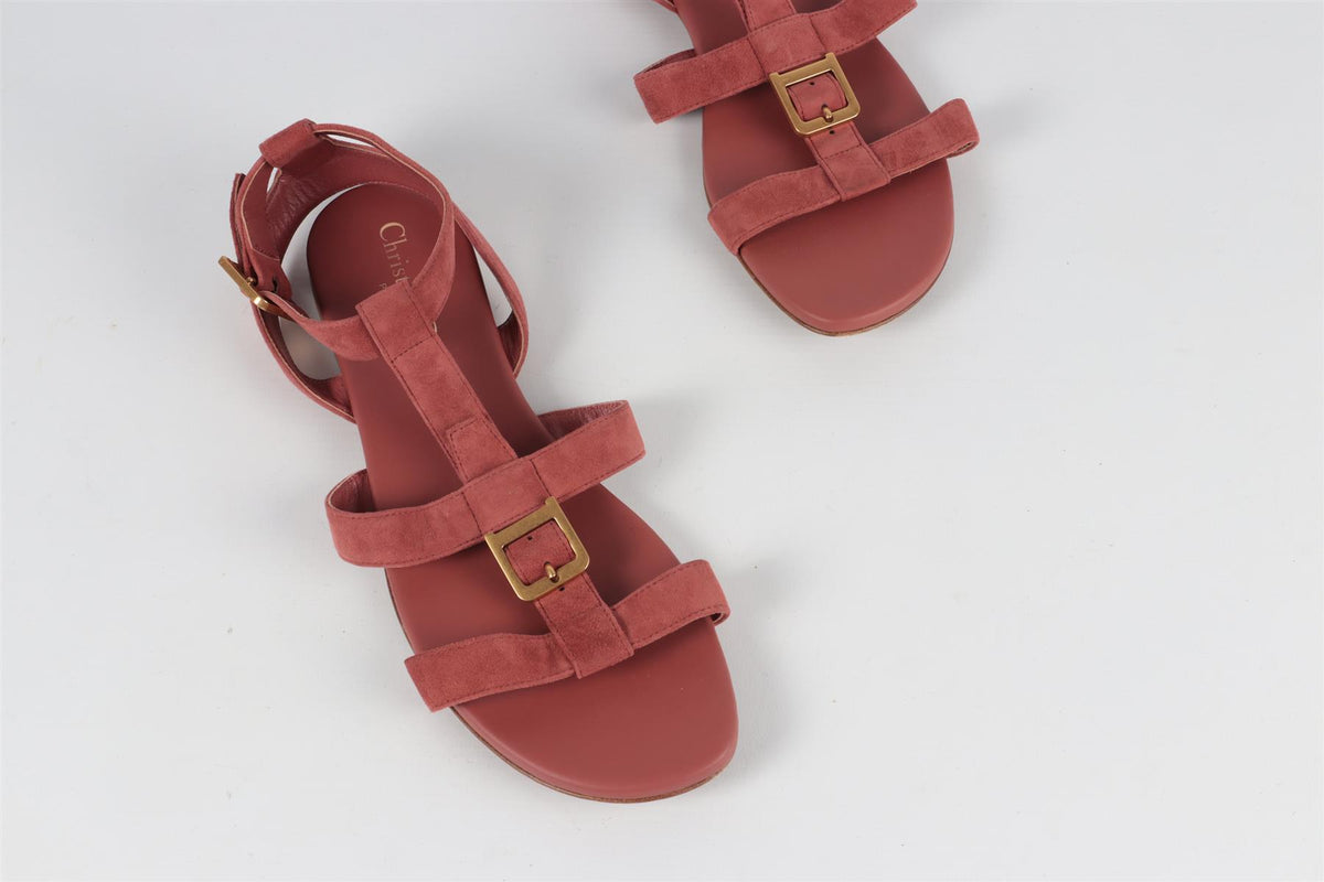 CHRISTIAN DIOR PINK DOUBLE D SUEDE SANDALS EU 38 UK 5 US 8