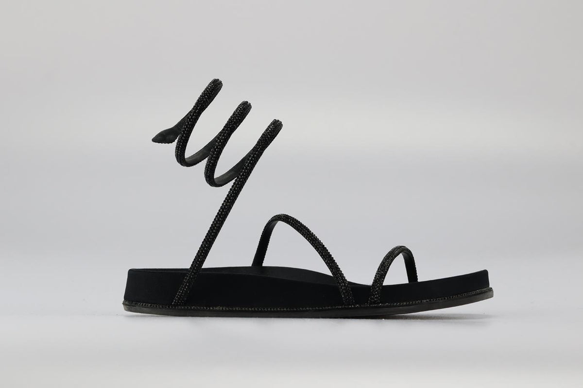 CRYSTAL EMBELLISHED SATIN SANDALS